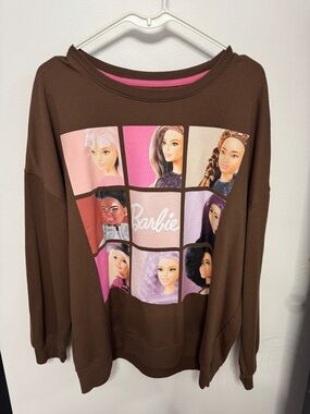 Barbie Brown Sweatshirt with Pink Logo Accent